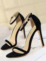 Women's Suede With Buckle Peep Toe Stiletto Heel Sandals