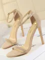 Women's Suede With Buckle Peep Toe Stiletto Heel Sandals