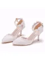 Women's PU Closed Toe With Flower Stiletto Heel High Heels