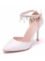 Women's PU Closed Toe Stiletto Heel With Beading High Heels