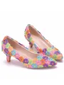 Women's PU With Beading Closed Toe Kitten Heel High Heels