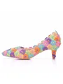 Women's PU With Beading Closed Toe Kitten Heel High Heels