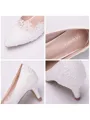 Women's PU Closed Toe With Flower Chunky Heel High Heels
