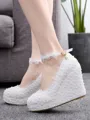 Women's PU Closed Toe With Flower Wedge Heel Wedges Shoes