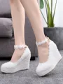 Women's PU Closed Toe With Flower Wedge Heel Wedges Shoes