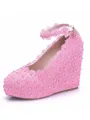 Women's PU Closed Toe With Flower Wedge Heel Wedges Shoes