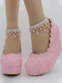 Women's PU Closed Toe Wedge Heel With Beading Wedges Shoes
