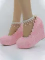 Women's PU Closed Toe Wedge Heel With Beading Wedges Shoes