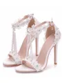 Women's PU Peep Toe With Flower Stiletto Heel Sandals