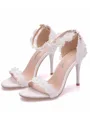 Women's PU Peep Toe With Flower Stiletto Heel Sandals