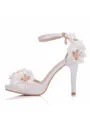 Women's PU Peep Toe With Flower Cone Heel Sandals