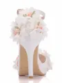 Women's PU Peep Toe With Flower Cone Heel Sandals