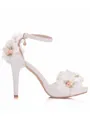 Women's PU Peep Toe With Flower Cone Heel Sandals