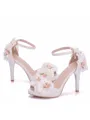 Women's PU Peep Toe With Flower Cone Heel Sandals