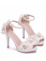 Women's PU Peep Toe With Flower Cone Heel Sandals