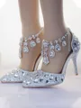 Women's PU With Rhinestone Closed Toe Stiletto Heel High Heels