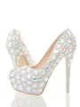 Women's PU Closed Toe Stiletto Heel With Rhinestone High Heels