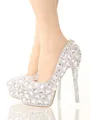 Women's PU Closed Toe Stiletto Heel With Rhinestone High Heels