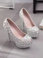 Women's PU Closed Toe Stiletto Heel With Rhinestone High Heels