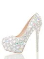 Women's PU Closed Toe Stiletto Heel With Rhinestone High Heels