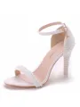 Women's PU Peep Toe With Beading Stiletto Heel Sandals