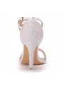 Women's PU Peep Toe With Beading Stiletto Heel Sandals