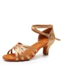 Women's Satin Peep Toe Cone Heel Buckle Sandals