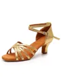 Women's Satin Peep Toe Cone Heel Buckle Sandals