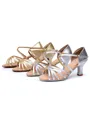 Women's Satin Cone Heel Buckle Peep Toe Sandals