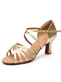 Women's Satin Cone Heel Buckle Peep Toe Sandals