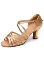 Women's Satin Cone Heel Buckle Peep Toe Sandals