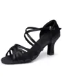 Women's Satin Cone Heel Buckle Peep Toe Sandals