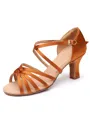 Women's Satin Cone Heel Buckle Peep Toe Sandals