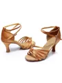 Women's Kitten Heel With Buckle Satin Peep Toe Sandals