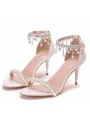 Women's PU Peep Toe With Pearl Stiletto Heel Sandals