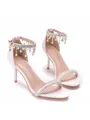 Women's PU Peep Toe With Pearl Stiletto Heel Sandals