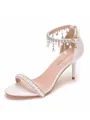 Women's PU Peep Toe With Pearl Stiletto Heel Sandals