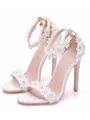 Women's PU Peep Toe With Flower Stiletto Heel Sandals