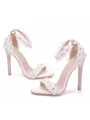Women's PU Peep Toe With Flower Stiletto Heel Sandals