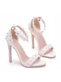 Women's PU Peep Toe With Flower Stiletto Heel Sandals
