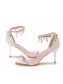 Women's PU Peep Toe With Pearl Stiletto Heel Sandals