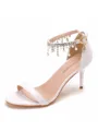 Women's PU Peep Toe With Pearl Stiletto Heel Sandals