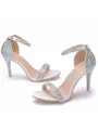 Women's PU Peep Toe With Rhinestone Stiletto Heel Sandals