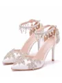 Women's PU Closed Toe With Rhinestone Stiletto Heel Sandals