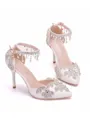 Women's PU Closed Toe With Rhinestone Stiletto Heel Sandals