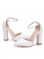 Women's PU Closed Toe Chunky Heel High Heels