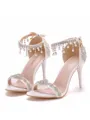 Women's PU Peep Toe With Pearl Stiletto Heel Sandals