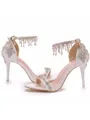 Women's PU Peep Toe With Pearl Stiletto Heel Sandals