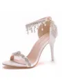 Women's PU Peep Toe With Pearl Stiletto Heel Sandals