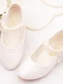 Girl's Leather With Bowknot Closed Toe Low Heel Flower Girl Shoes